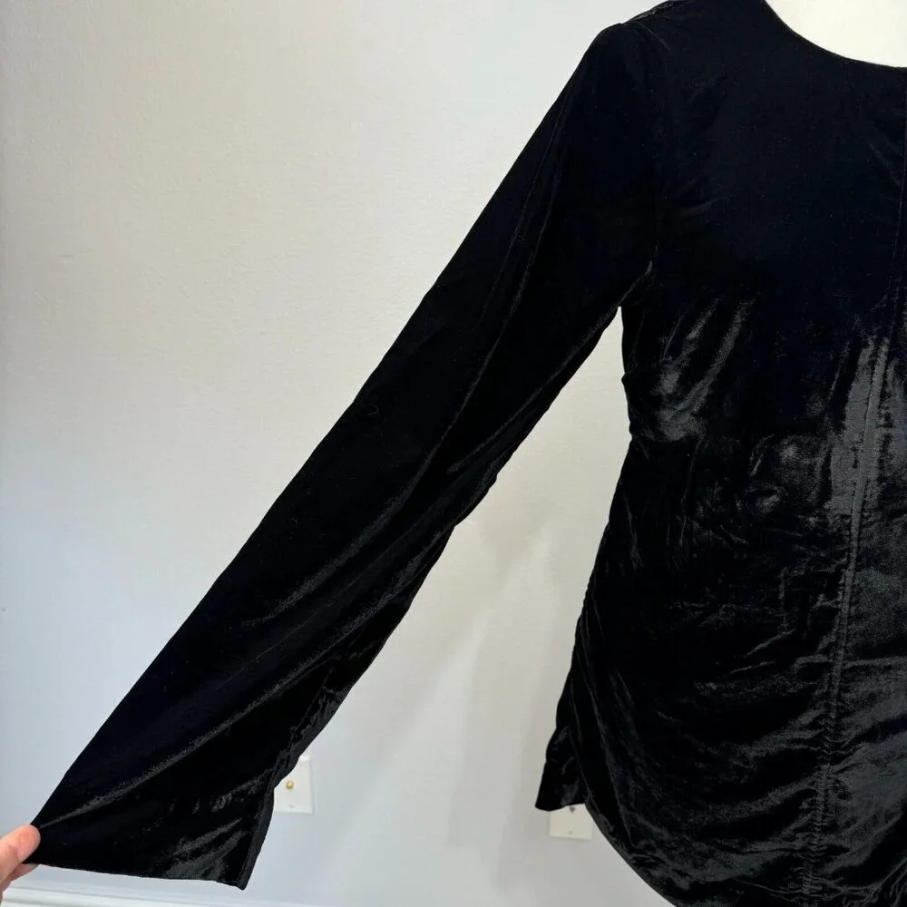 Free People Women's Chelsea Mini Dress Long Sleeve Low‎ Open-Back Black Size Med